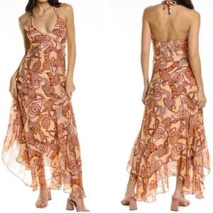 A.L.C Amina Halter Silk Blend Midi Dress 2